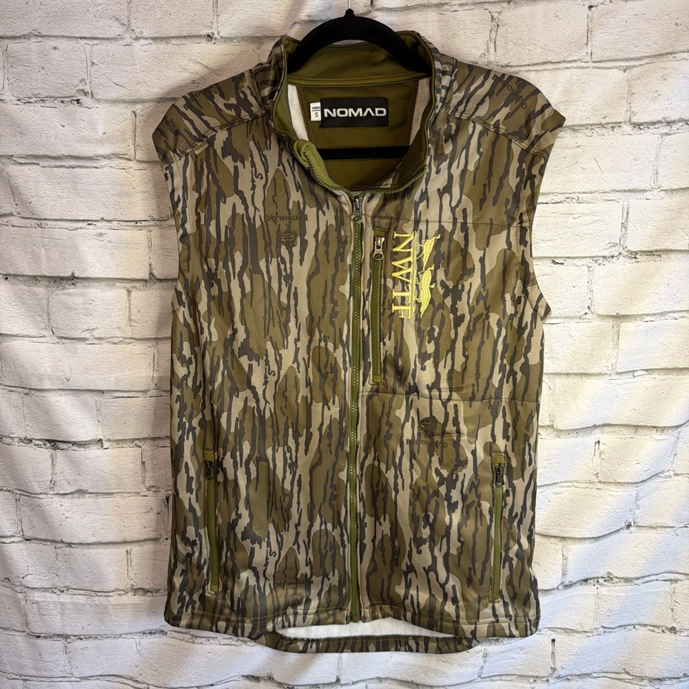 NOMAD Men's Small Hunting Vest Brush Camo Green Gray Tan Quiet Water Resistant